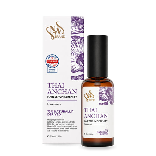 NW BRAND Thai Anchan Haarserum mit Clitoria ternatea und Verpackung