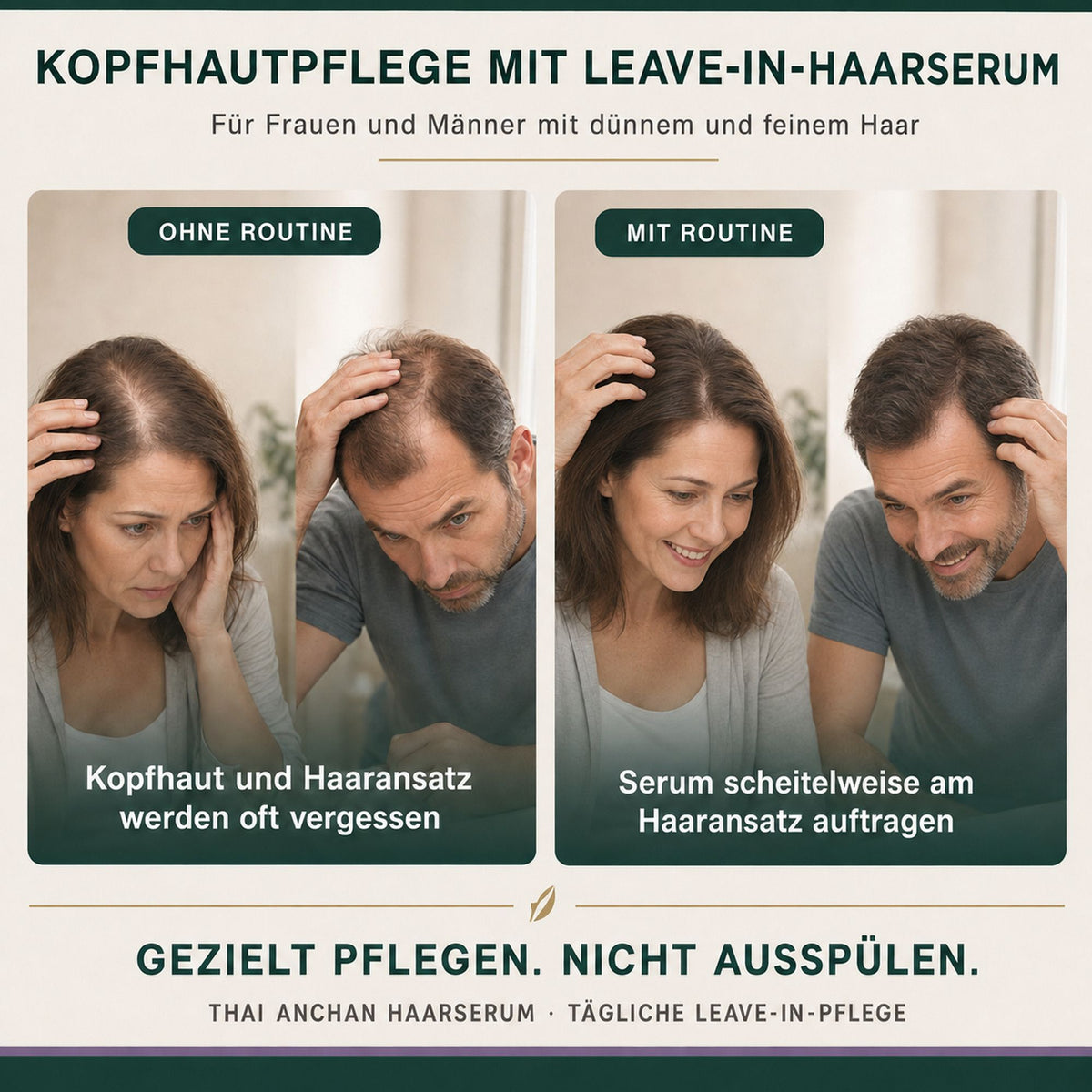 Kopfhautpflege für Frauen und Männer mit Thai Anchan Haarserum