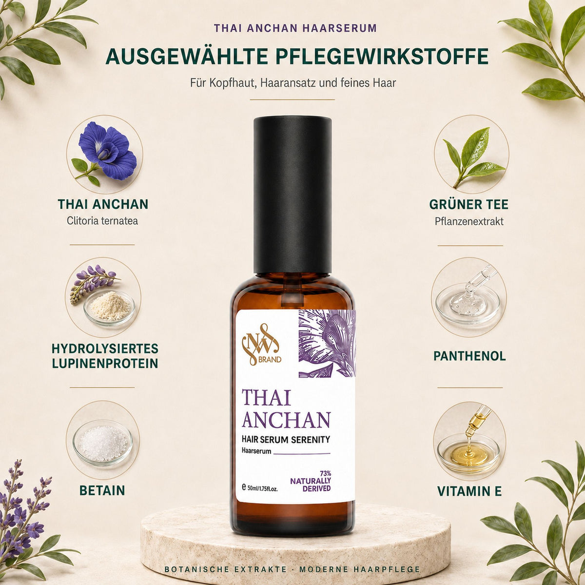 Thai Anchan Haarserum mit Anchan-Blütenextrakt und ausgewählten Pflanzenextrakten