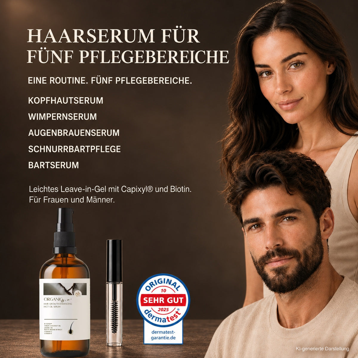 NW BRAND Haarserum mit Capixyl und Biotin für Kopfhaut, Wimpern, Augenbrauen, Schnurrbart und Bart bei Frauen und Männern