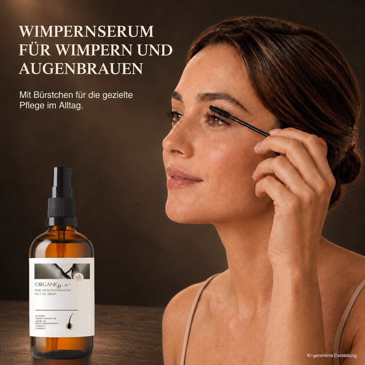 NW BRAND Serum für Wimpern und Augenbrauen bei der gezielten Anwendung mit einem Bürstchen